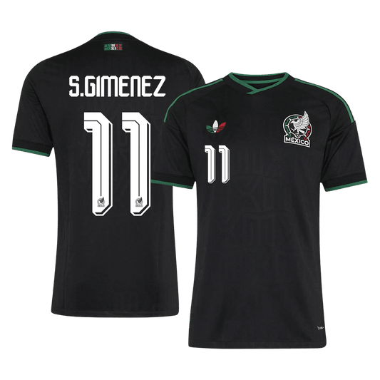 Versão do Jogador S.GIMENEZ #11 Mexico Terceira Copa do Mundo Futebol Camisas 2026 Preto