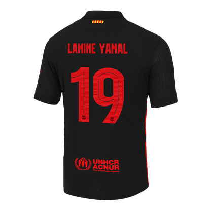 Camisola de futebol autêntica LAMINE YAMAL #19 do Barcelona, camisola alternativa 2024/25 - logótipo do Spotify da UCL sem texto