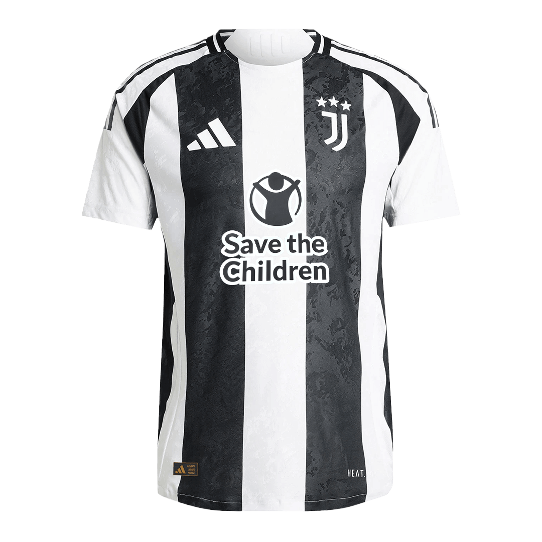 Camisola de futebol Authentic Juventus Home Shirt 2024/25 Save The Children Sponsor