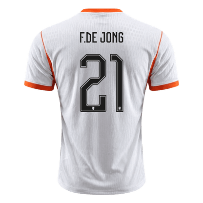 Versão do Jogador F.DE JONG #21 Netherlands Fora Copa do Mundo Futebol Camisas 2026 Branco