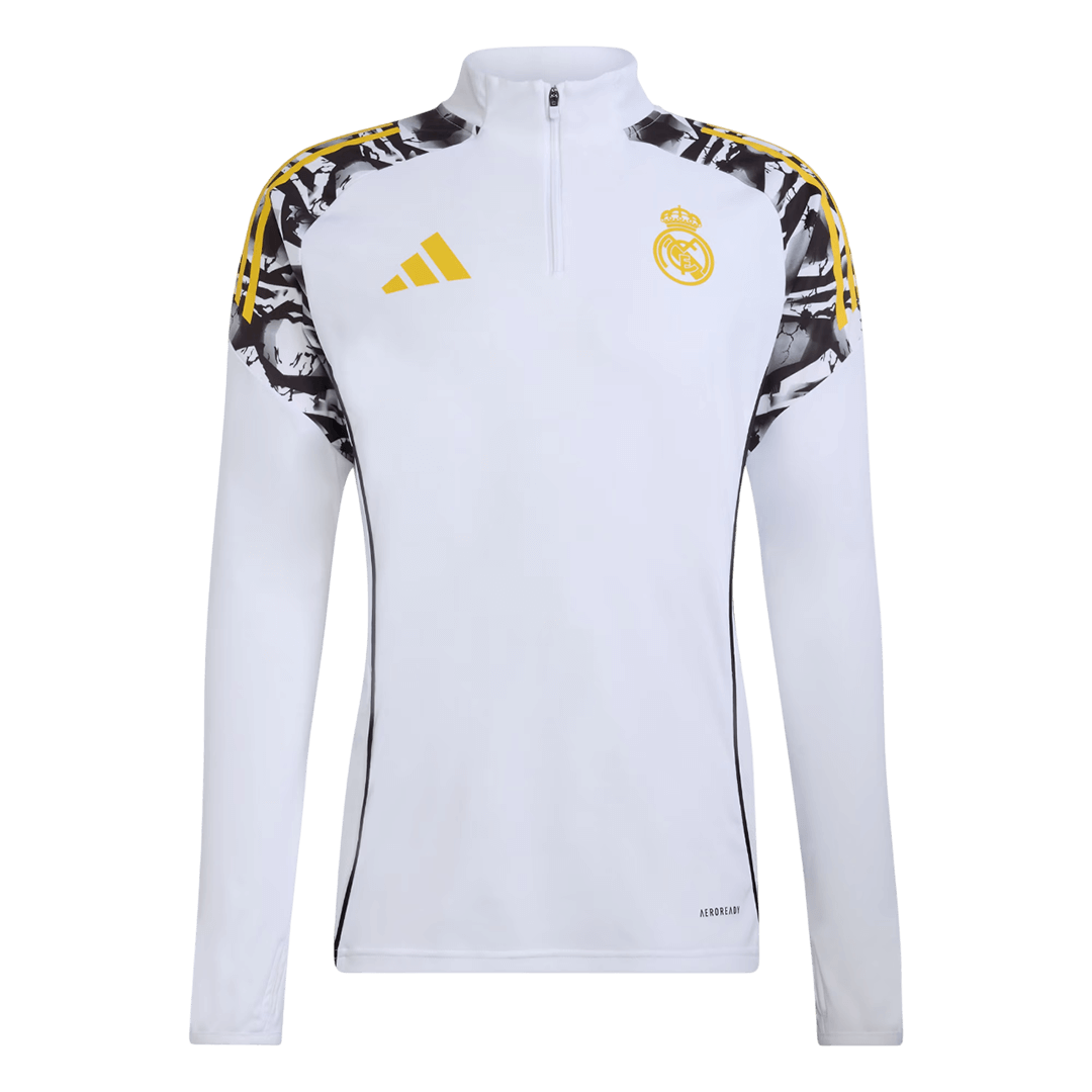 Real Madrid Zíper Moletom Conjunto (Top+Calças) 2025/26 Branco