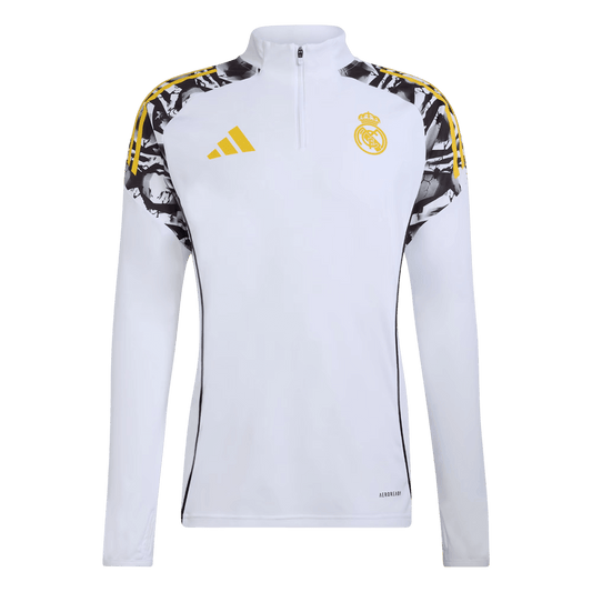 Real Madrid Zíper Moletom Conjunto (Top+Calças) 2025/26 Branco