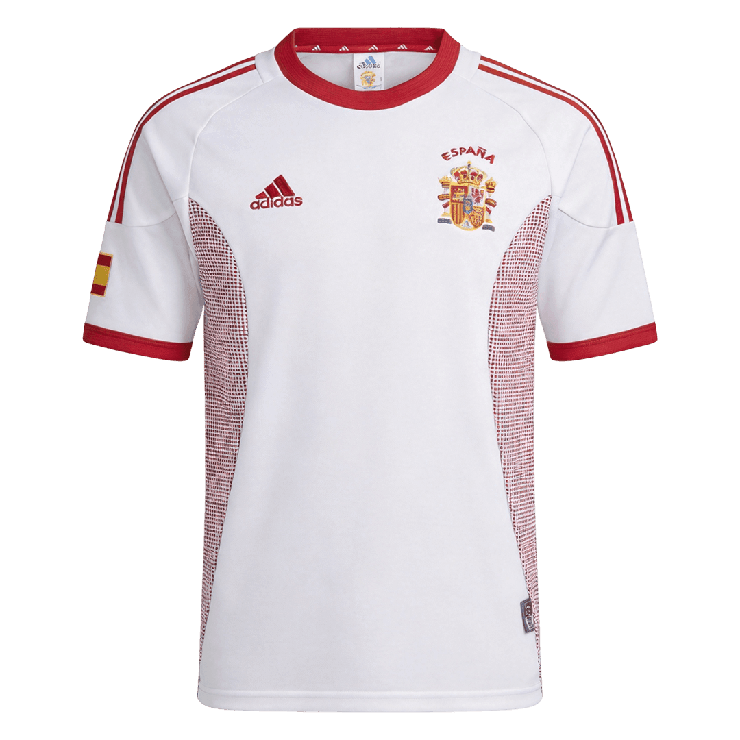 Retrô Spain Fora Copa do Mundo Camisa 2002 Branco
