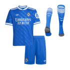 Real Madrid Infantil 
 Fora Terceira Futebol Camisa Conjunto (Camisa+Shorts+Meias) 2025/26 Azul