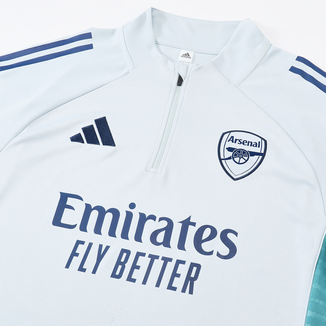 Arsenal Zíper Moletom Conjunto (Top+Calças) 2025/26 Branco
