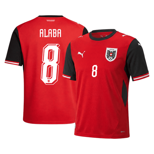ALABA #8 Austria Casa Camisa Copa do Mundo 2026 Vermelho - camisola de futebol para adeptos em