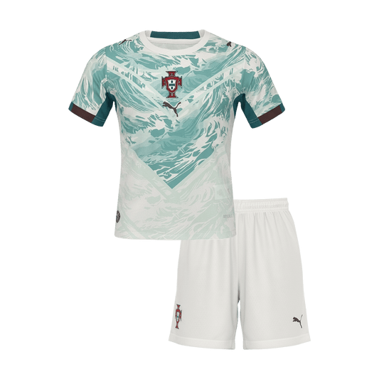 Portugal Infantil 
 Fora World Cup Futebol Camisa Conjunto (Camisa+Shorts) 2026 Branco