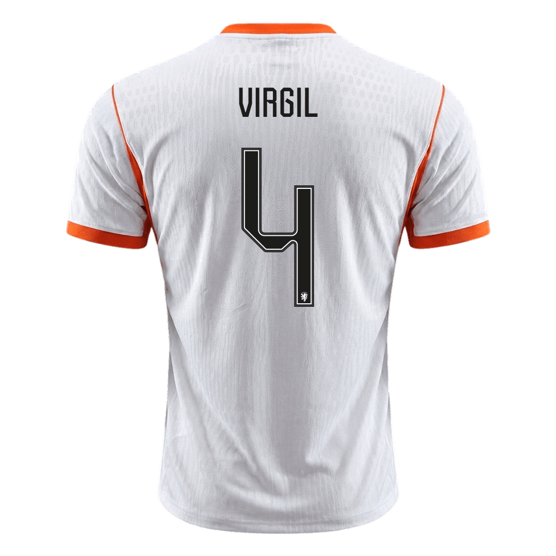 Versão do Jogador VIRGIL #4 Netherlands Fora Copa do Mundo Futebol Camisas 2026 Branco