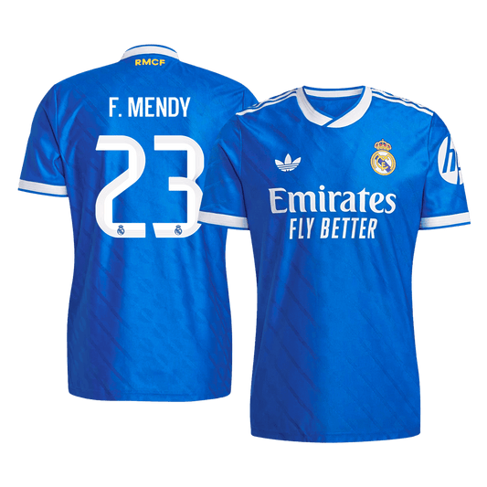 Jogador F. MENDY #23 Real Madrid Fora Terceira Futebol Camisas 2025/26 Azul