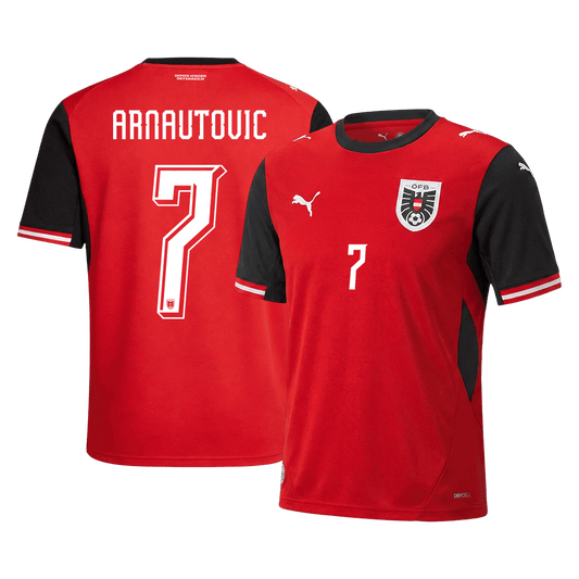 ARNAUTOVIC #7 Austria Casa Camisa Copa do Mundo 2026 Vermelho - camisola de futebol para adeptos em