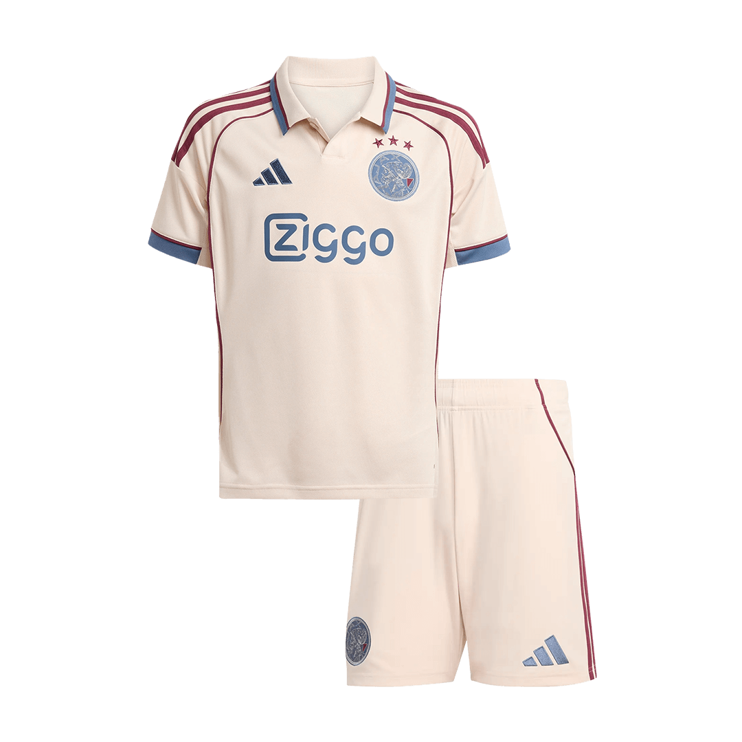 Ajax Infantil 
 Fora Terceira Futebol Camisa 2025/26 Branco