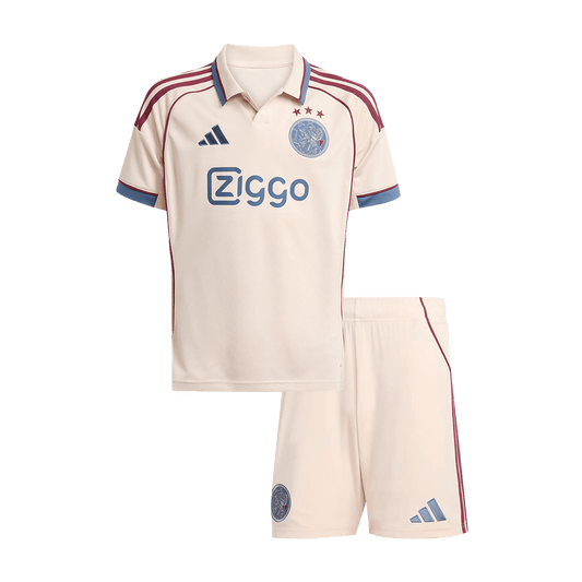 Ajax Infantil 
 Fora Terceira Futebol Camisa 2025/26 Branco