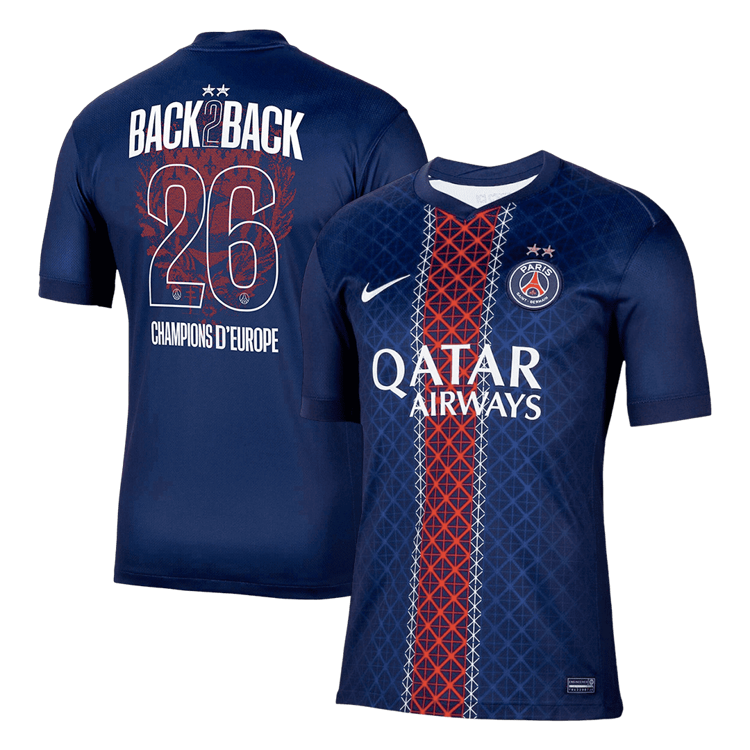 【Super Qualidade】Champions of Europe #26 PSG
 Casa Futebol Camisa 2025/26 Marinha