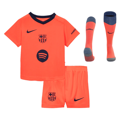 Barcelona Infantil 
 Fora Terceira Futebol Camisa Conjunto (Camisa+Shorts+Meias) 2025/26 Laranja