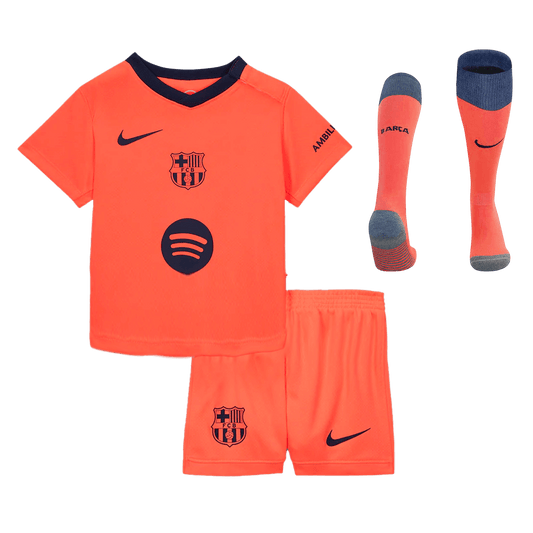 Barcelona Infantil 
 Fora Terceira Futebol Camisa Conjunto (Camisa+Shorts+Meias) 2025/26 Laranja