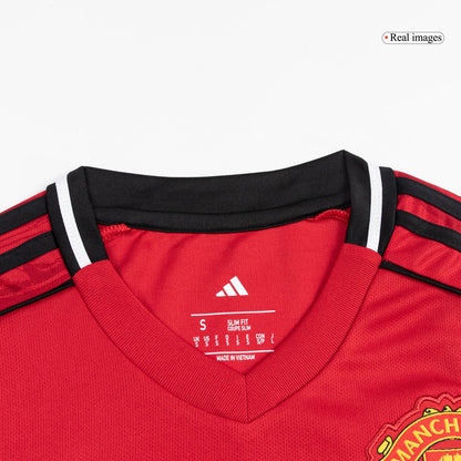 【Super Qualidade】Manchester United Casa Camisa Conjunto (Camisola + Calções) 2025/26-Vermelho