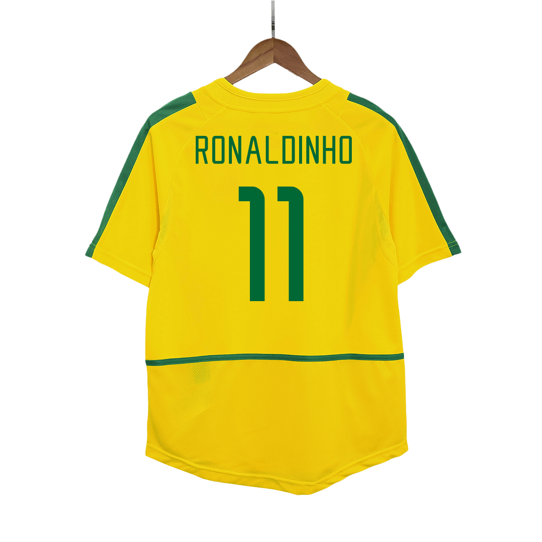 Retro RONALDINHO #11 Brazil Home Soccer Shirt 2002/03