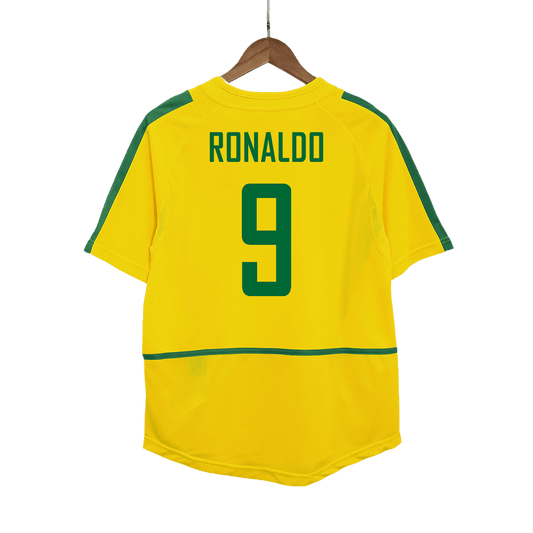 Camisola de futebol retro do Brasil #9 do RONALDO 2002/03