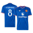 Versão do Jogador B. FERNANDES #8 Manchester United Fora Futebol Camisas 2026/27 Azul - UCL