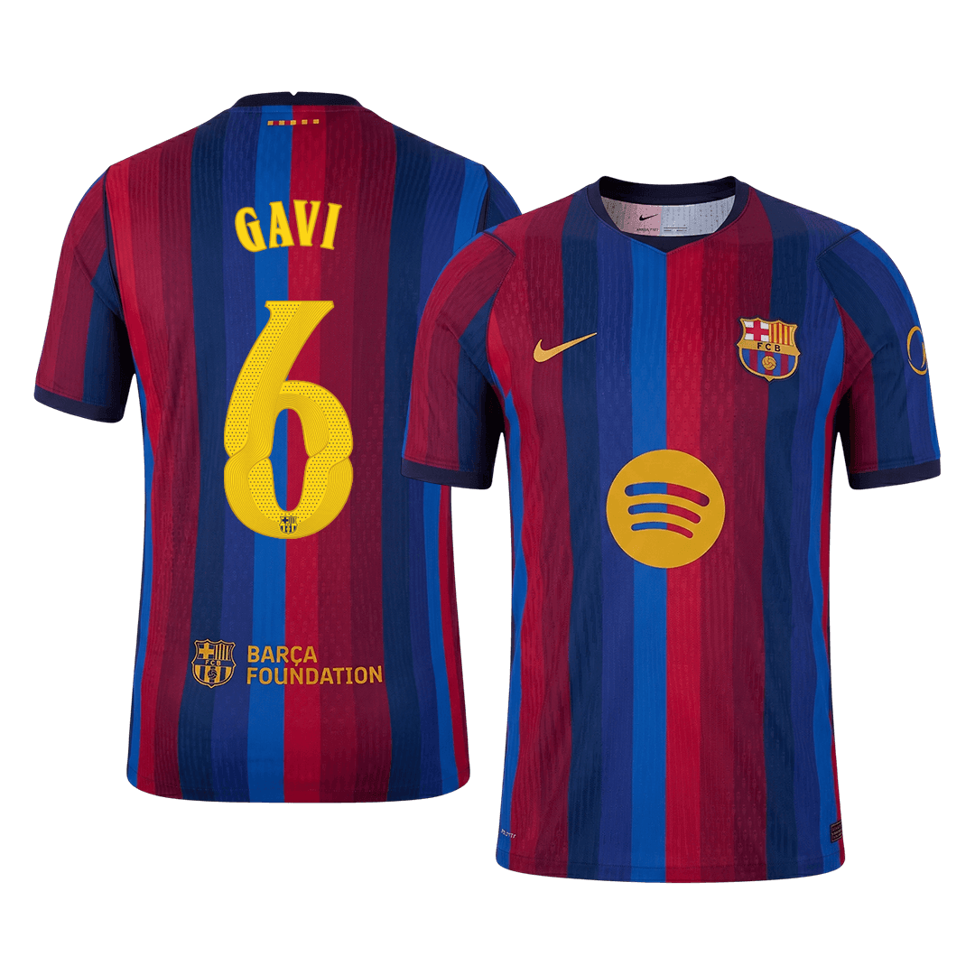 Versão do Jogador GAVI #6 Barcelona Casa Futebol Camisas 2026/27 - UCL