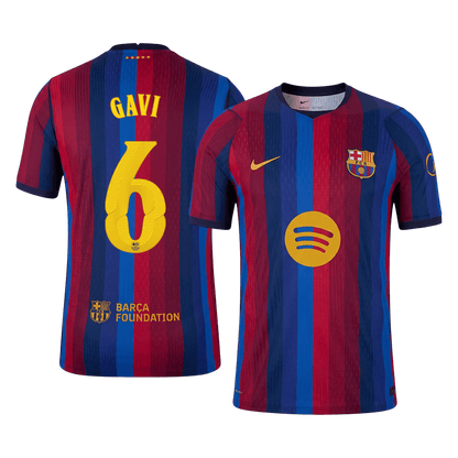Versão do Jogador GAVI #6 Barcelona Casa Futebol Camisas 2026/27 - UCL