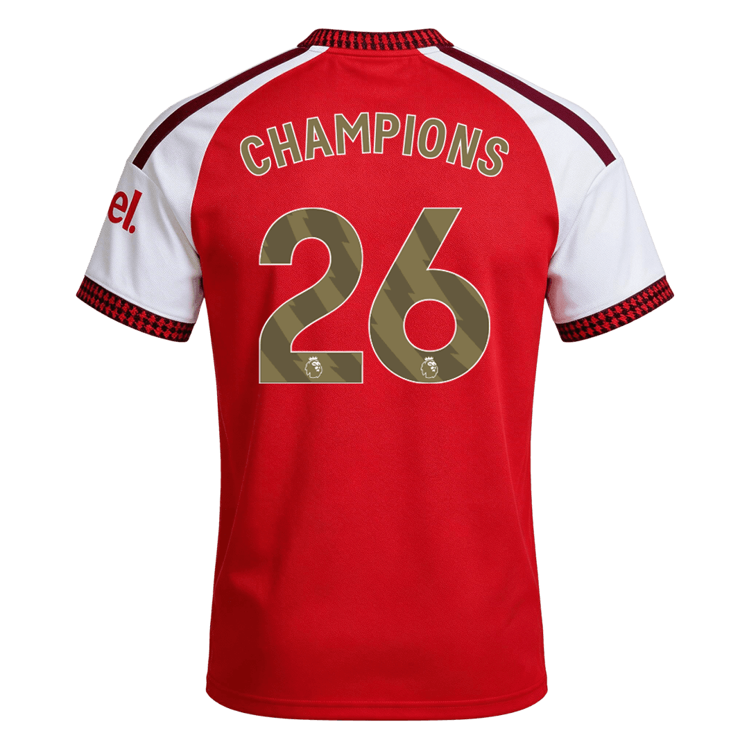 CHAMPIONS #26 Arsenal Casa Camisa 2026/27 Vermelho - camisola de futebol para adeptos em Portugal