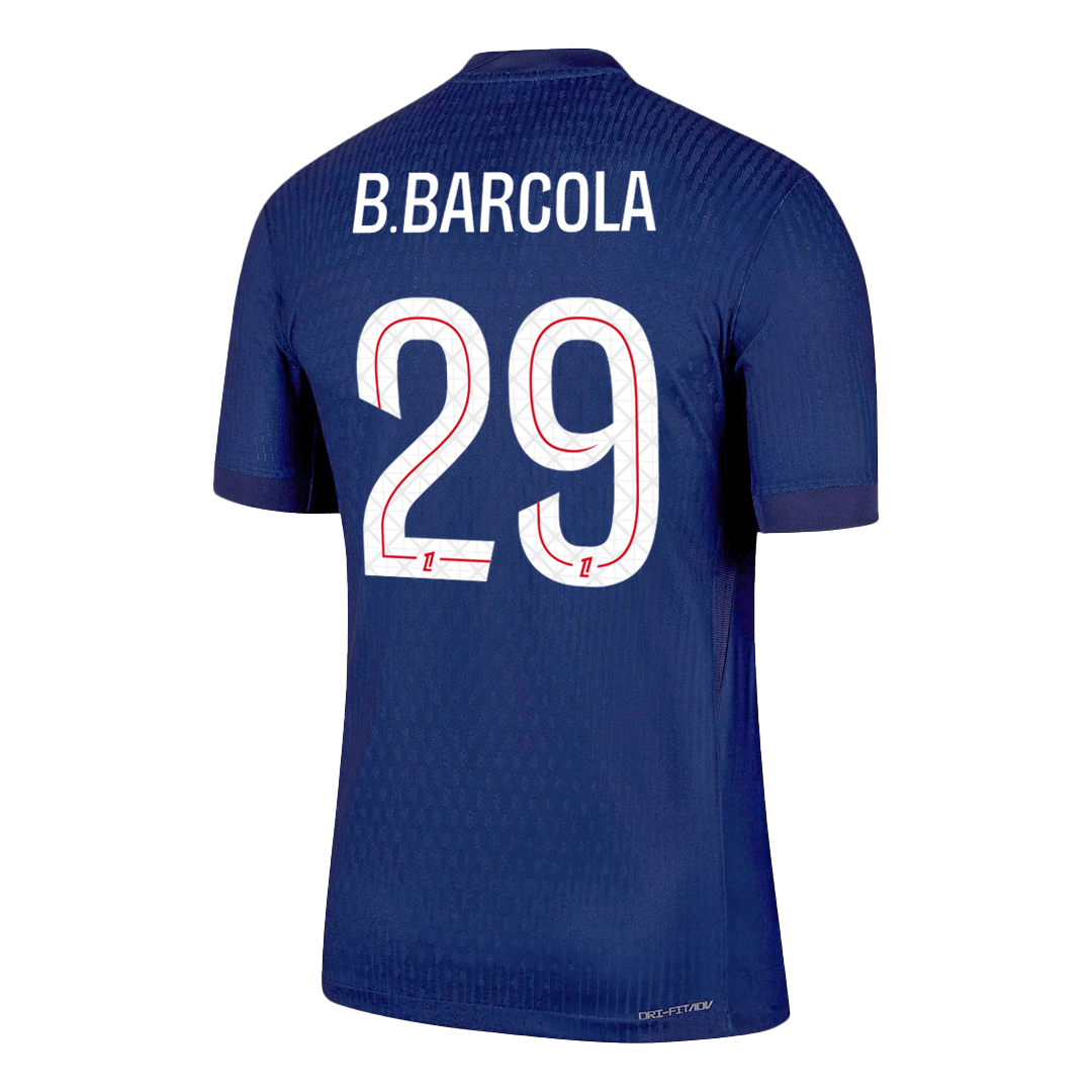 Autêntico B.BARCOLA #29 PSG Casa Futebol Camisas 2025/26 Marinha
