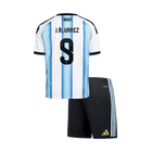 J.ÁLVAREZ #9 Argentina Infantil Casa Copa do Mundo Conjunto(Camisa+Calção) 2026