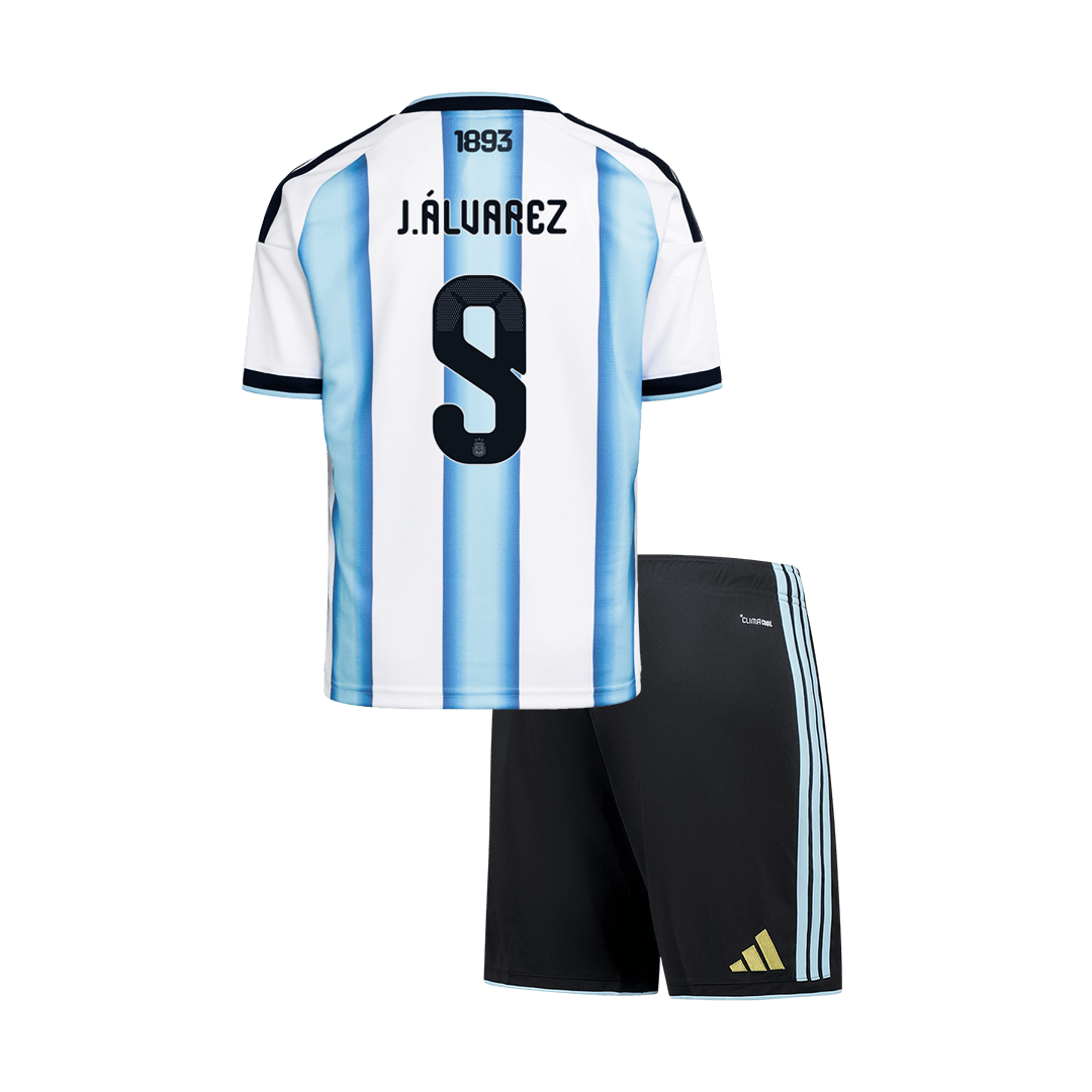 J.ÁLVAREZ #9 Argentina Infantil Casa Copa do Mundo Conjunto(Camisa+Calção) 2026