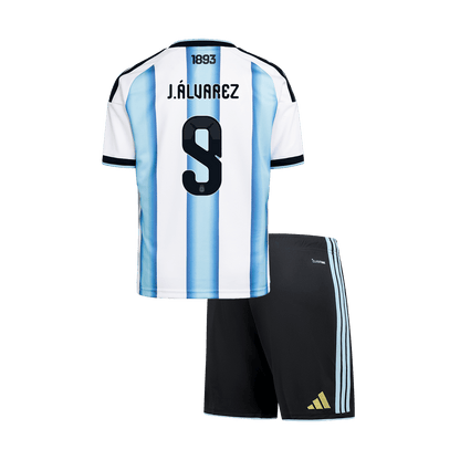 J.ÁLVAREZ #9 Argentina Infantil Casa Copa do Mundo Conjunto(Camisa+Calção) 2026