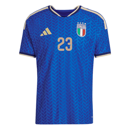 Versão do Jogador BASTONI #23 Italy Casa World Cup Futebol Camisas 2026 Azul