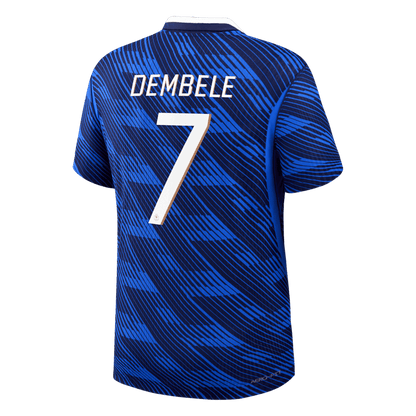 Versão do Jogador DEMBELE #7 France Casa Copa do Mundo Futebol Camisas 2026 Azul