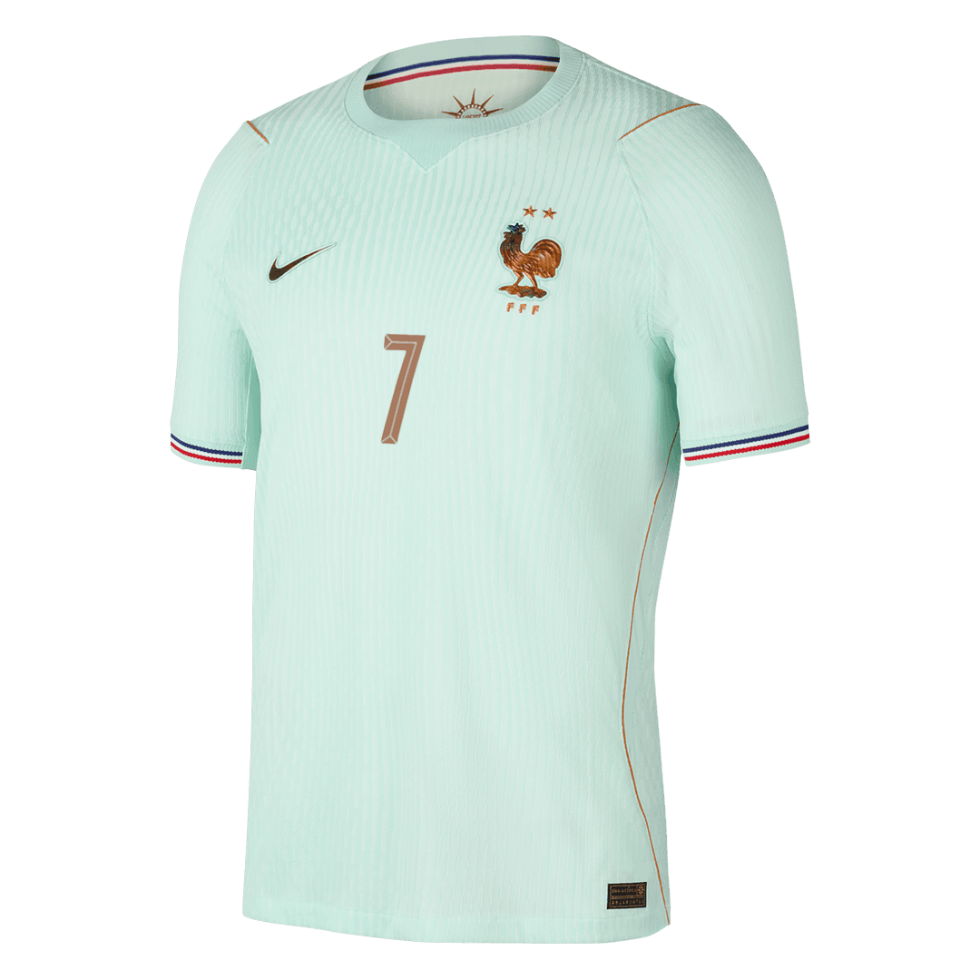 Versão do Jogador DEMBELE #7 France Fora Copa do Mundo Futebol Camisas 2026 Verde