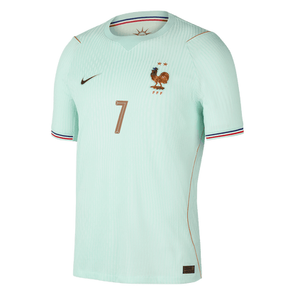 Versão do Jogador DEMBELE #7 France Fora Copa do Mundo Futebol Camisas 2026 Verde
