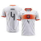 Versão do Jogador VIRGIL #4 Netherlands Fora Copa do Mundo Futebol Camisas 2026 Branco