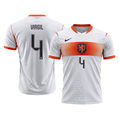 Versão do Jogador VIRGIL #4 Netherlands Fora Copa do Mundo Futebol Camisas 2026 Branco