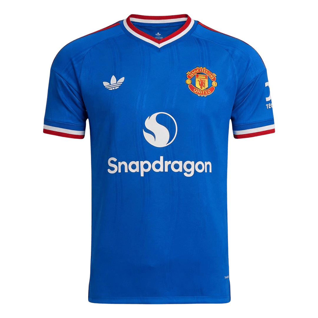 Versão do Jogador CUNHA #10 Manchester United Fora Futebol Camisas 2026/27 Azul