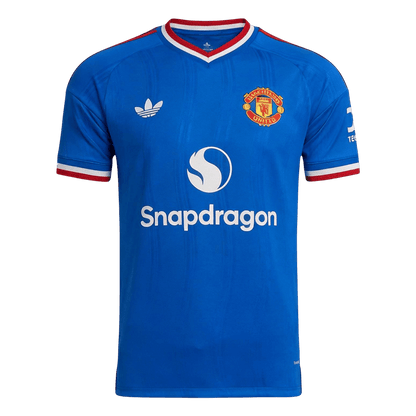 Versão do Jogador B. FERNANDES #8 Manchester United Fora Futebol Camisas 2026/27 Azul - UCL