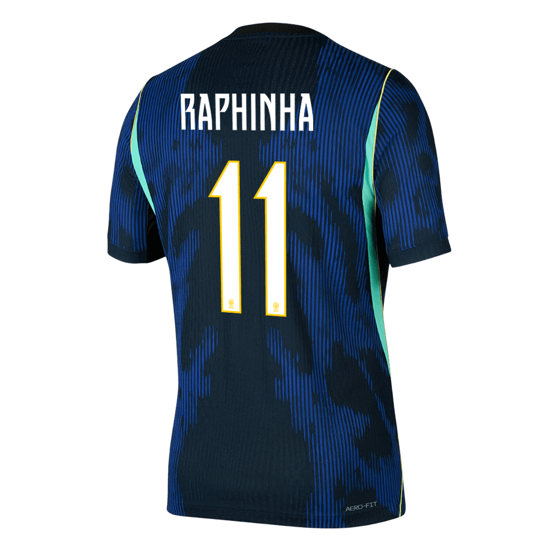 Versão do Jogador RAPHINHA #11 Brazil Fora Copa do Mundo Futebol Camisas 2026 Marinha