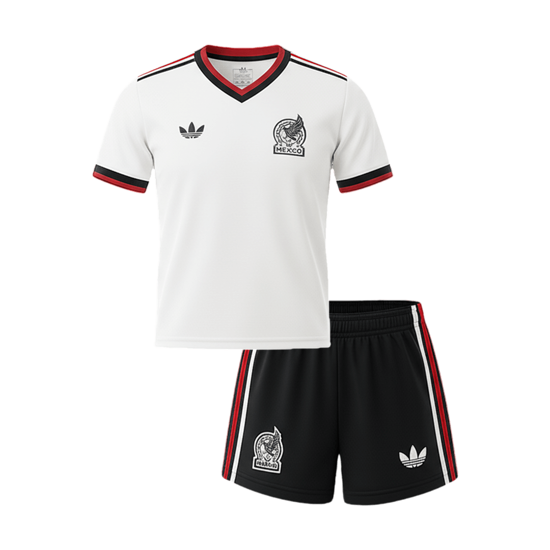 Mexico Infantil 
 Fora World Cup Futebol Camisa Conjunto (Camisa+Shorts) 2026 Branco