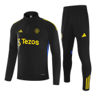 Manchester United Zíper Moletom Conjunto (Top+Calças) 2025/26 Preto
