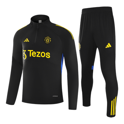 Manchester United Zíper Moletom Conjunto (Top+Calças) 2025/26 Preto