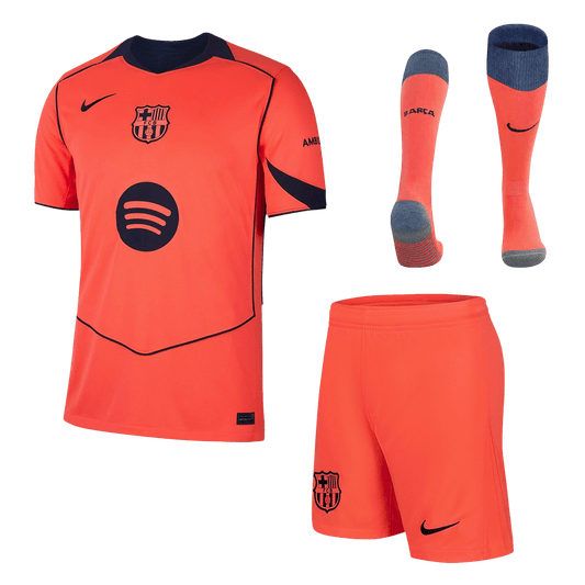 Barcelona 
 Fora Terceira Camisa Conjunto(Camisa+Calções+Meias) 2025/26 Laranja