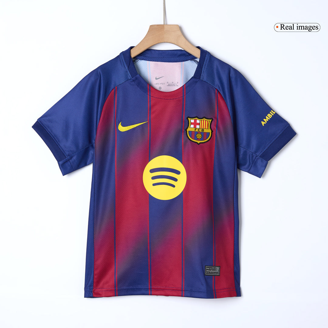 Barcelona Casa  Infantil Conjunto（Camisa + Calção + Meias) 2025/26  Vermelho&Azul