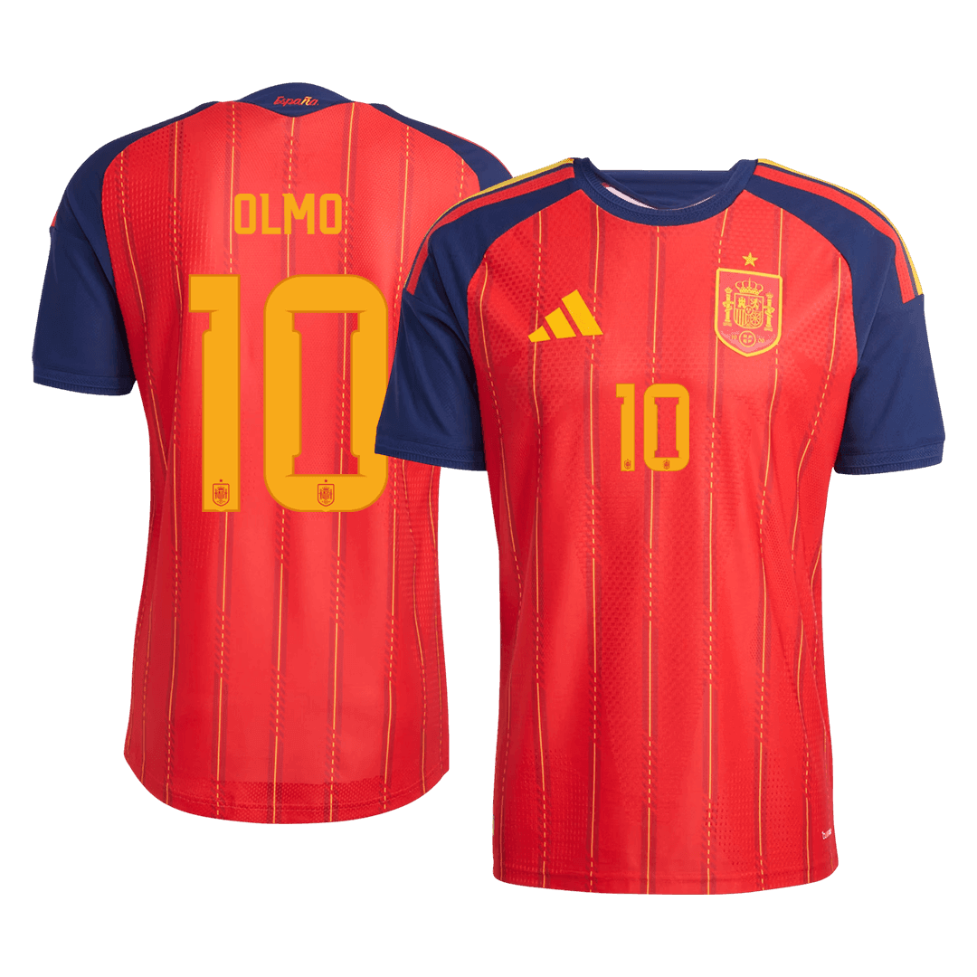 Versão do Jogador OLMO #10 Spain Casa Copa do Mundo Futebol Camisas 2026 Vermelho