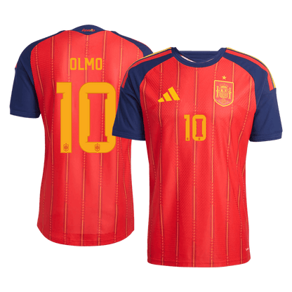 Versão do Jogador OLMO #10 Spain Casa Copa do Mundo Futebol Camisas 2026 Vermelho