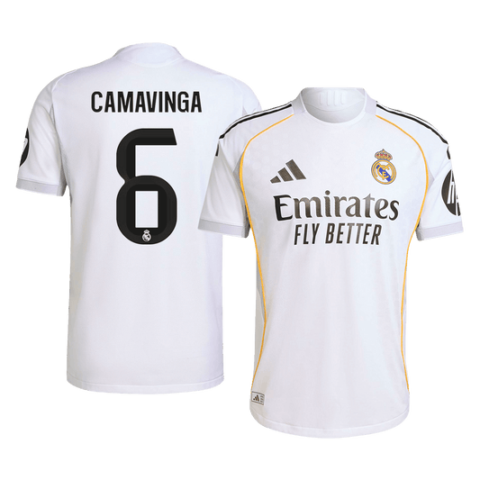 Autêntico CAMAVINGA #6 Real Madrid Casa Futebol Camisas 2025/26 Branco
