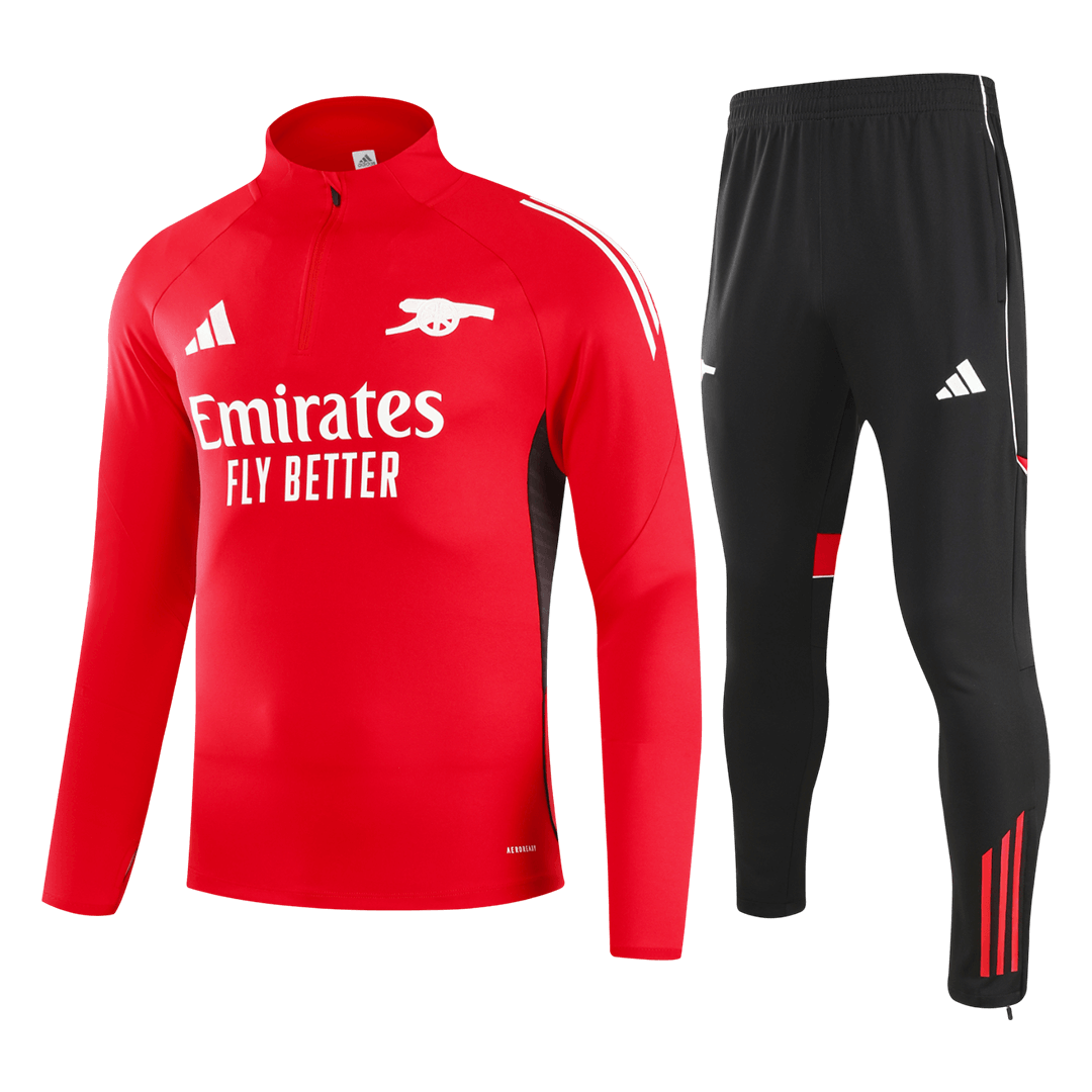 Arsenal Zíper Moletom Conjunto (Top+Calças) 2025/26 Vermelho