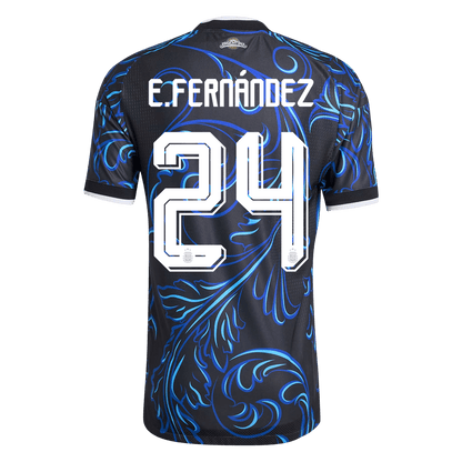 Versão do Jogador E. FERNÁNDEZ #24 Argentina Fora Copa do Mundo Futebol Camisas 2026 Preto