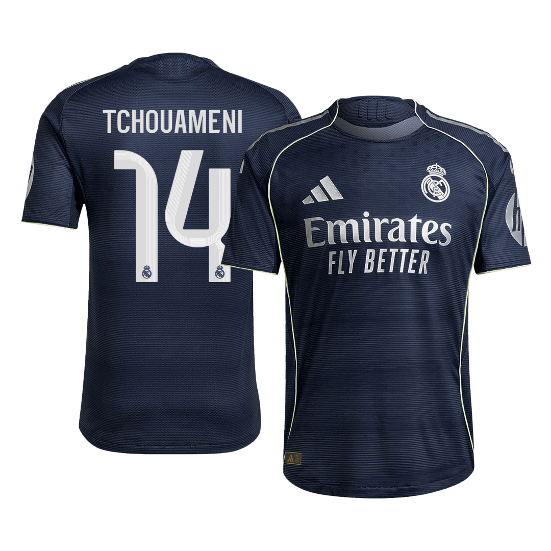 Autêntico TCHOUAMENI #14 Real Madrid Fora Futebol Camisas 2025/26 Marinha